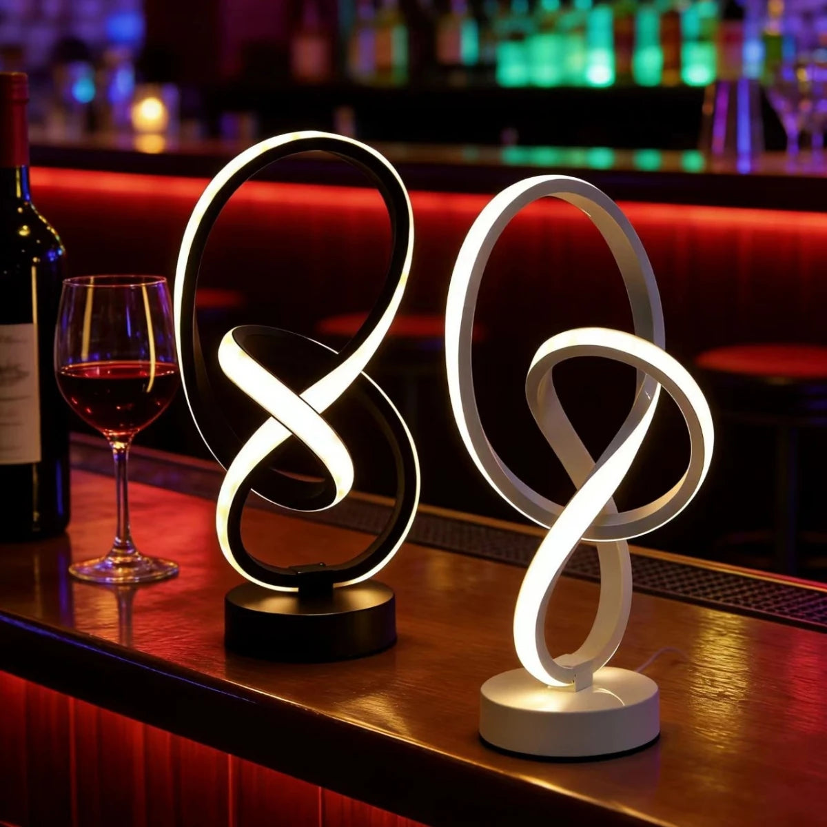 Creative Double Helix Minimalist Bedside Desk Light for Bedroom Living Room & Office