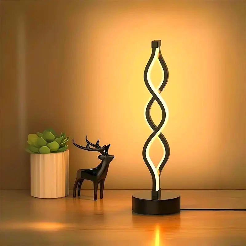 Eye-Caring Light Spiral Bedside Nightstand Lamp for Bedroom Home Decor and Reading