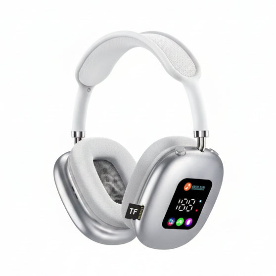 Smart Display Bluetooth 5.3 Over-Ear Headphones with Digital Screen Control and Long Battery Life