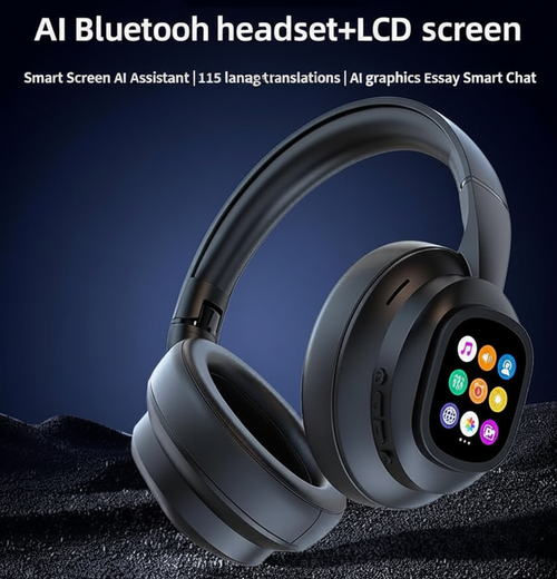 AI Touch Screen Over-Ear Wireless Bluetooth Headphones with Noise Reduction