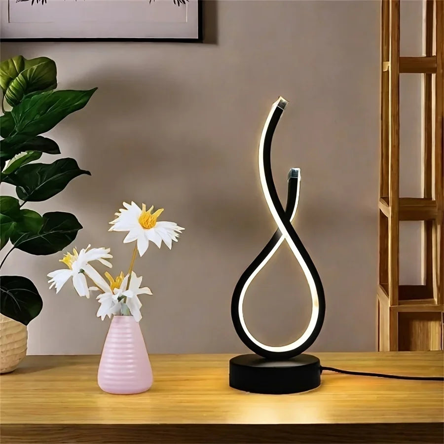Creative Elegant Spiral Ring Heart LED Night Light Dimmable for Home Decor Office