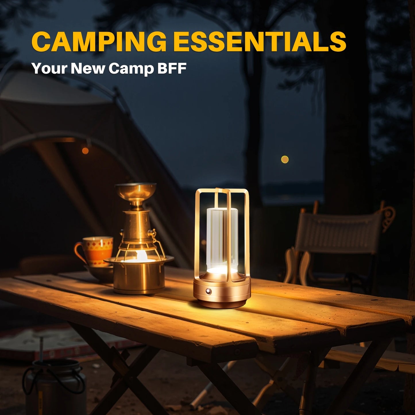 Portable Creative Cordless LED Crystal Desk Light for Outdoor Camping Restaurant Atmosphere