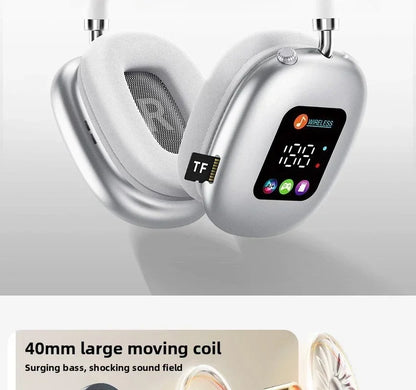 Smart Display Bluetooth 5.3 Over-Ear Headphones with Digital Screen Control and Long Battery Life