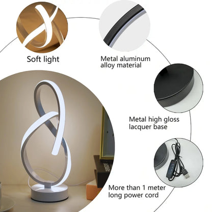 Creative Double Helix Minimalist Bedside Desk Light for Bedroom Living Room & Office