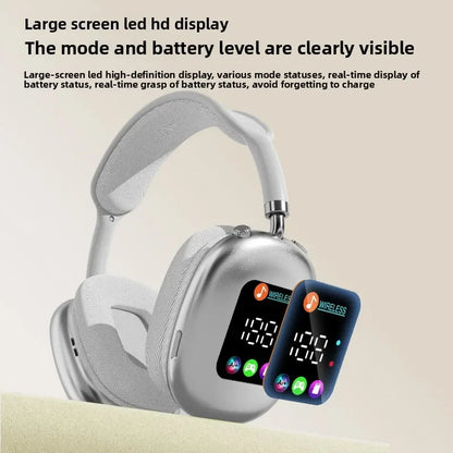 Smart Display Bluetooth 5.3 Over-Ear Headphones with Digital Screen Control and Long Battery Life