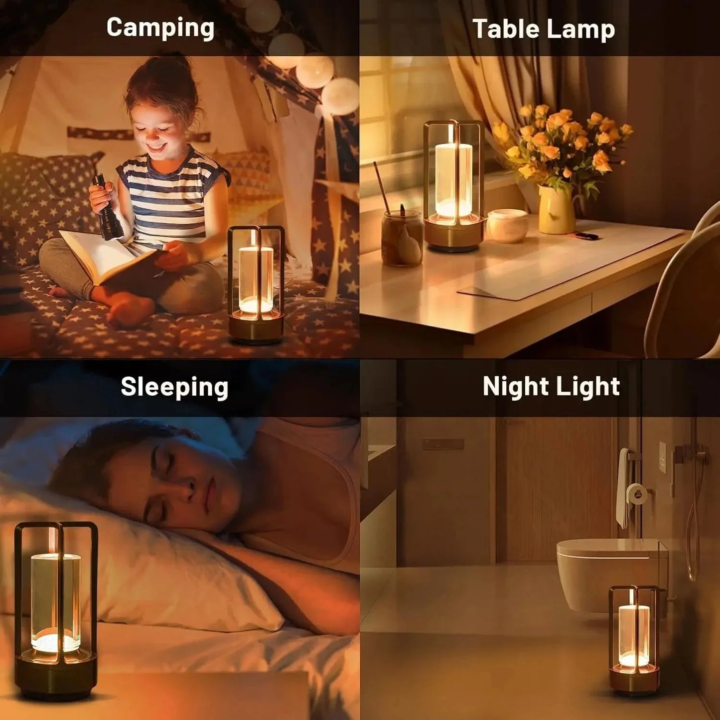 Portable Creative Cordless LED Crystal Desk Light for Outdoor Camping Restaurant Atmosphere