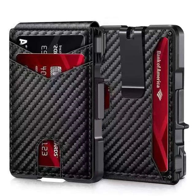 Smart Pop Up Card Holder RFID Protected Wallet with Money Clip for Men