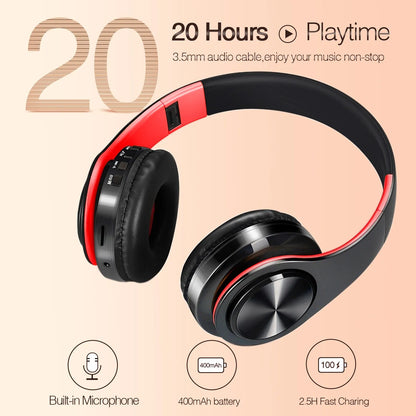 Over-Ear Stereo Wireless Earphone Bluetooth Headphones with Mic & TF Support