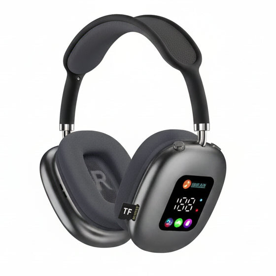 Smart Display Bluetooth 5.3 Over-Ear Headphones with Digital Screen Control and Long Battery Life