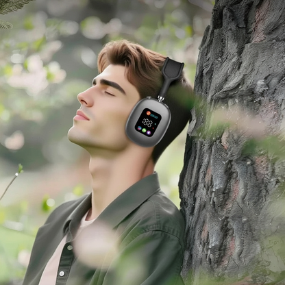Smart Display Bluetooth 5.3 Over-Ear Headphones with Digital Screen Control and Long Battery Life
