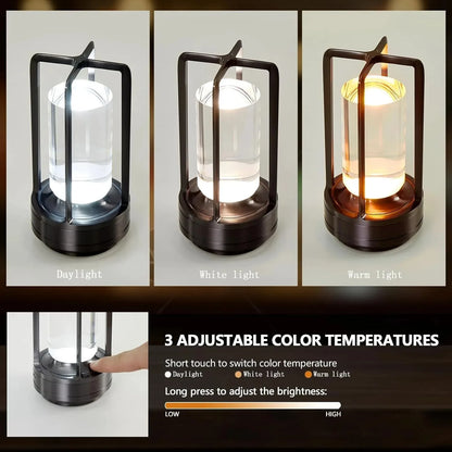 Portable Creative Cordless LED Crystal Desk Light for Outdoor Camping Restaurant Atmosphere