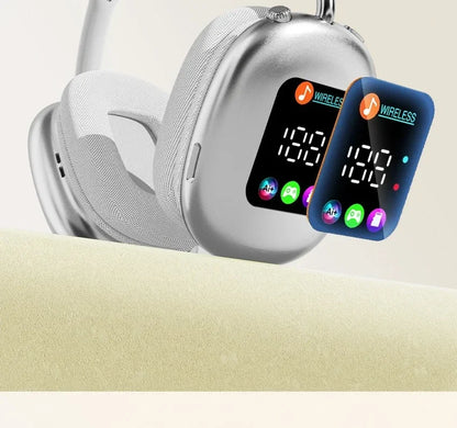 Smart Display Bluetooth 5.3 Over-Ear Headphones with Digital Screen Control and Long Battery Life