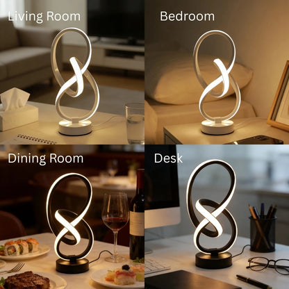 Creative Double Helix Minimalist Bedside Desk Light for Bedroom Living Room & Office