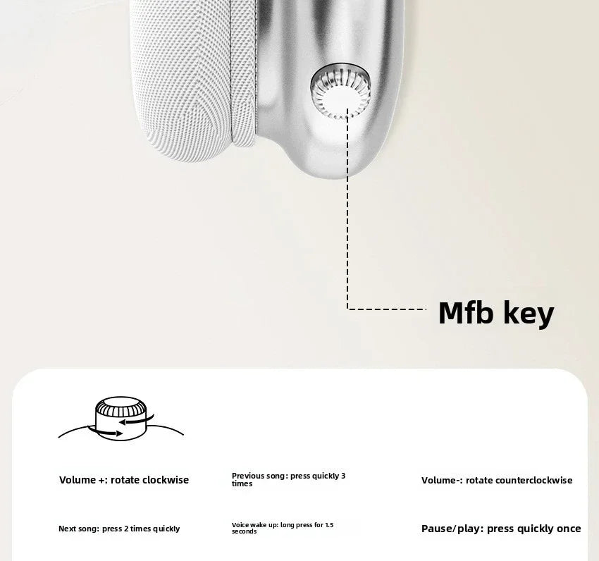 Smart Display Bluetooth 5.3 Over-Ear Headphones with Digital Screen Control and Long Battery Life