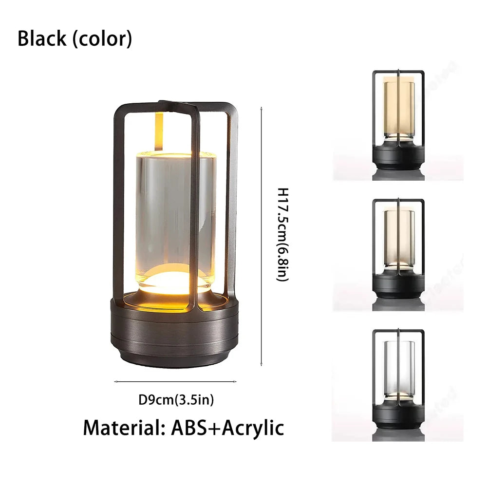 Portable Creative Cordless LED Crystal Desk Light for Outdoor Camping Restaurant Atmosphere