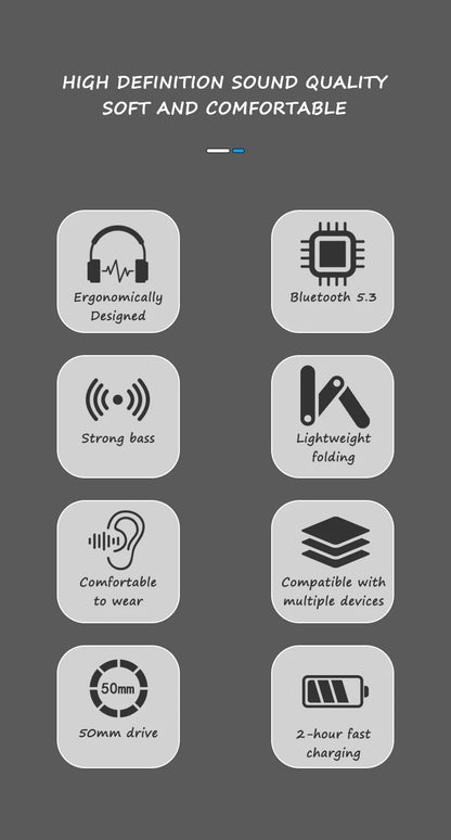 Wireless Over-Ear Headphones Bluetooth 5.3 Hi-Res Audio Over Ear Headset Earphones