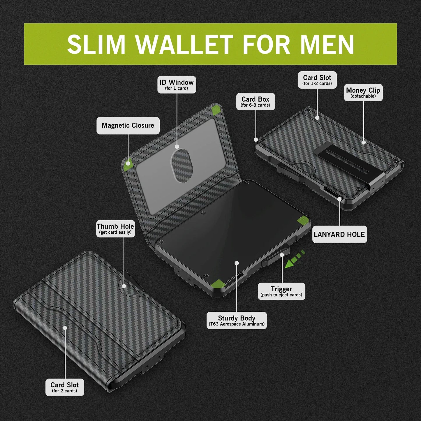 Business Compact Men’s Wallet for Men with Money Clip and RFID Protection
