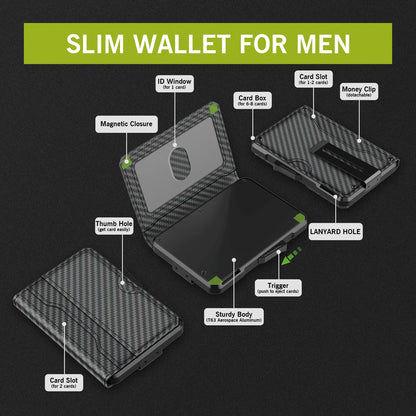 Business Compact Men’s Wallet for Men with Money Clip and RFID Protection