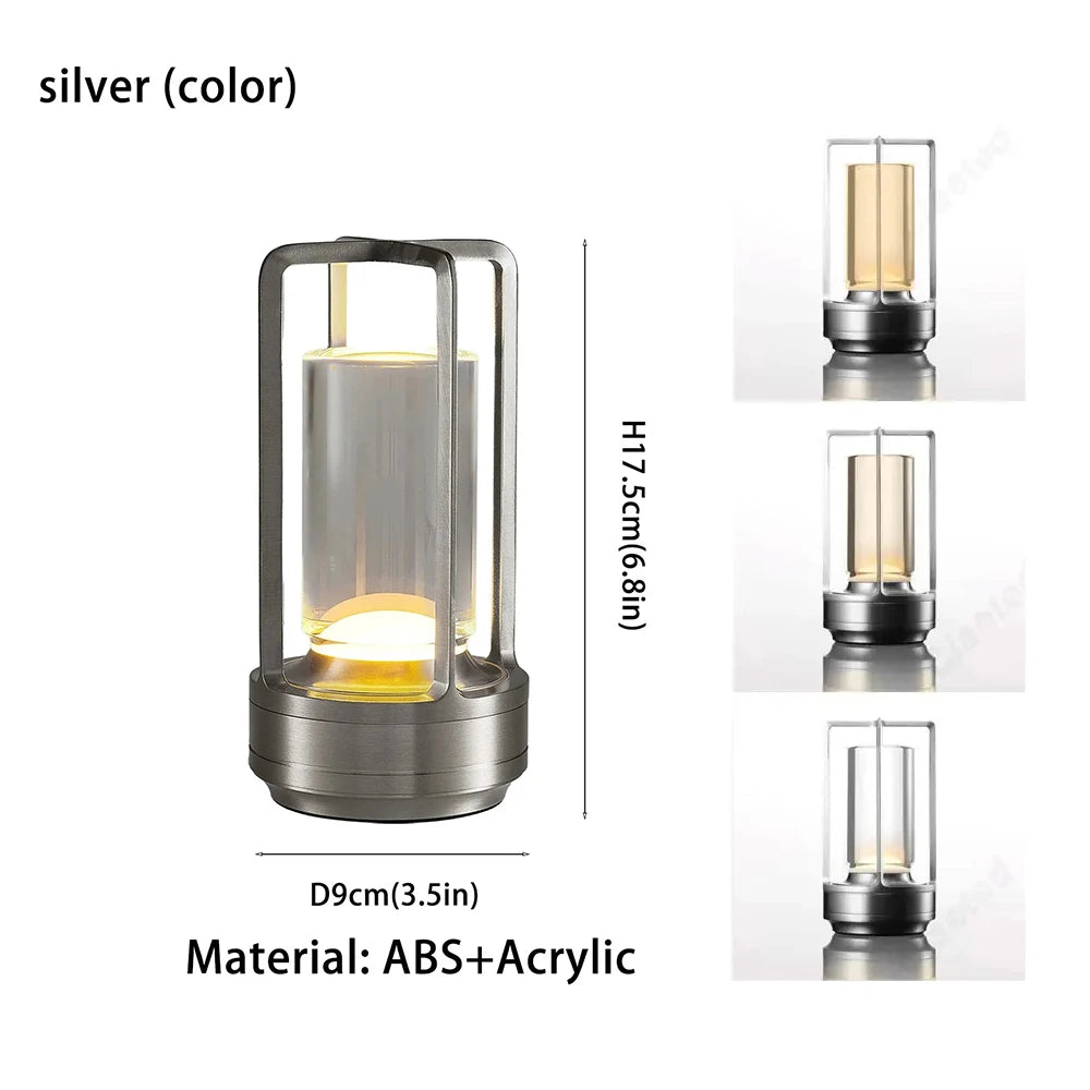 Portable Creative Cordless LED Crystal Desk Light for Outdoor Camping Restaurant Atmosphere