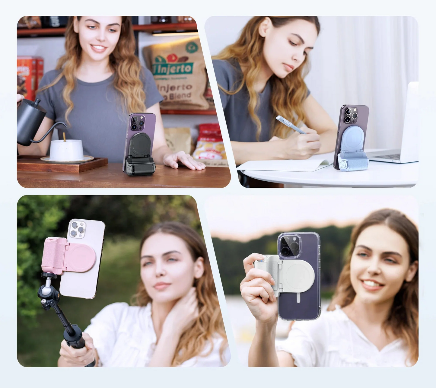Magnetic Snap Grip Phone Camera Handle with Wireless Remote for iPhone 16/15 Samsung S