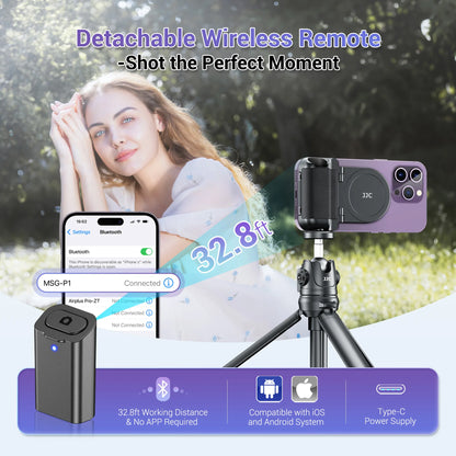 Magnetic Snap Grip Phone Camera Handle with Wireless Remote for iPhone 16/15 Samsung S