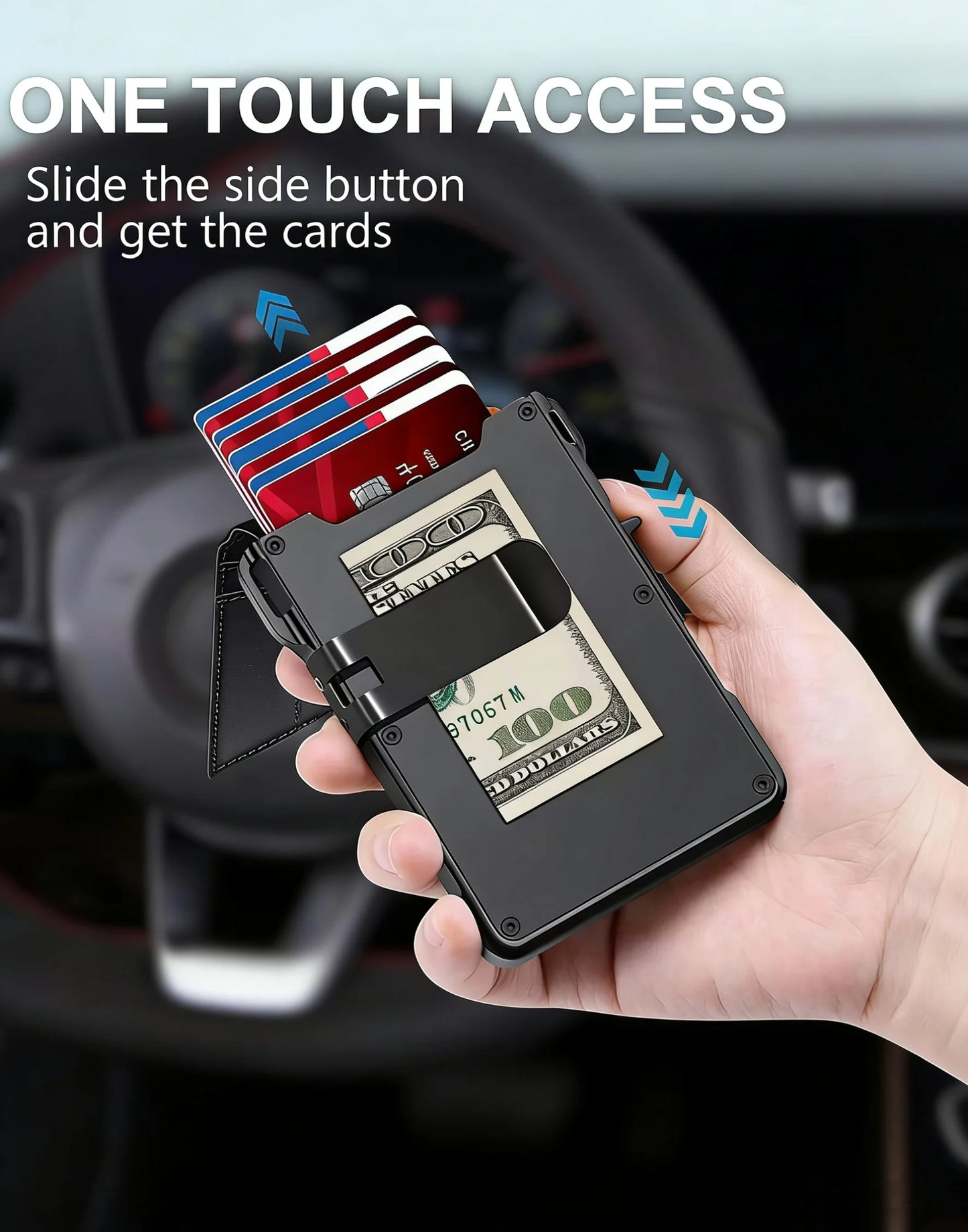 Minimalist Compact Leather Wallet RFID Blocking with Quick Access Card Case for Men