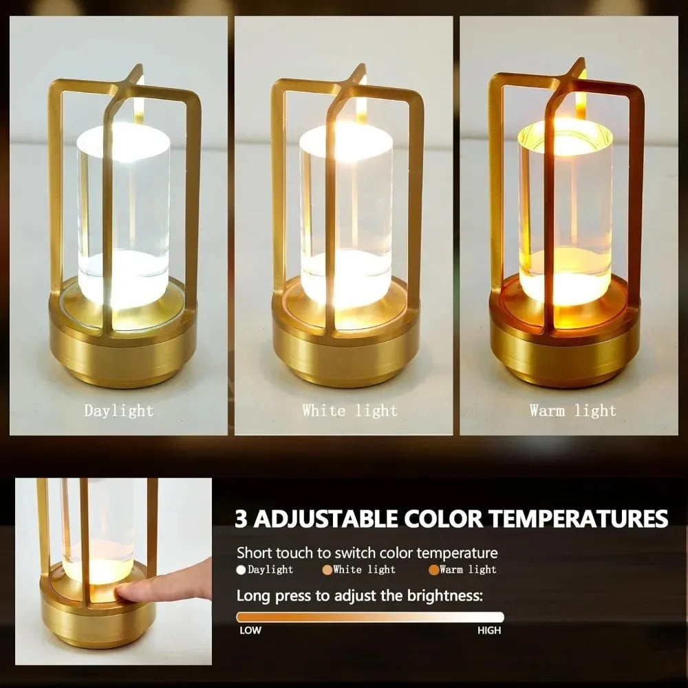 Portable Creative Cordless LED Crystal Desk Light for Outdoor Camping Restaurant Atmosphere
