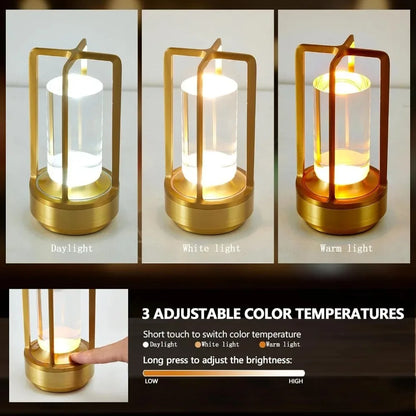 Portable Creative Cordless LED Crystal Desk Light for Outdoor Camping Restaurant Atmosphere