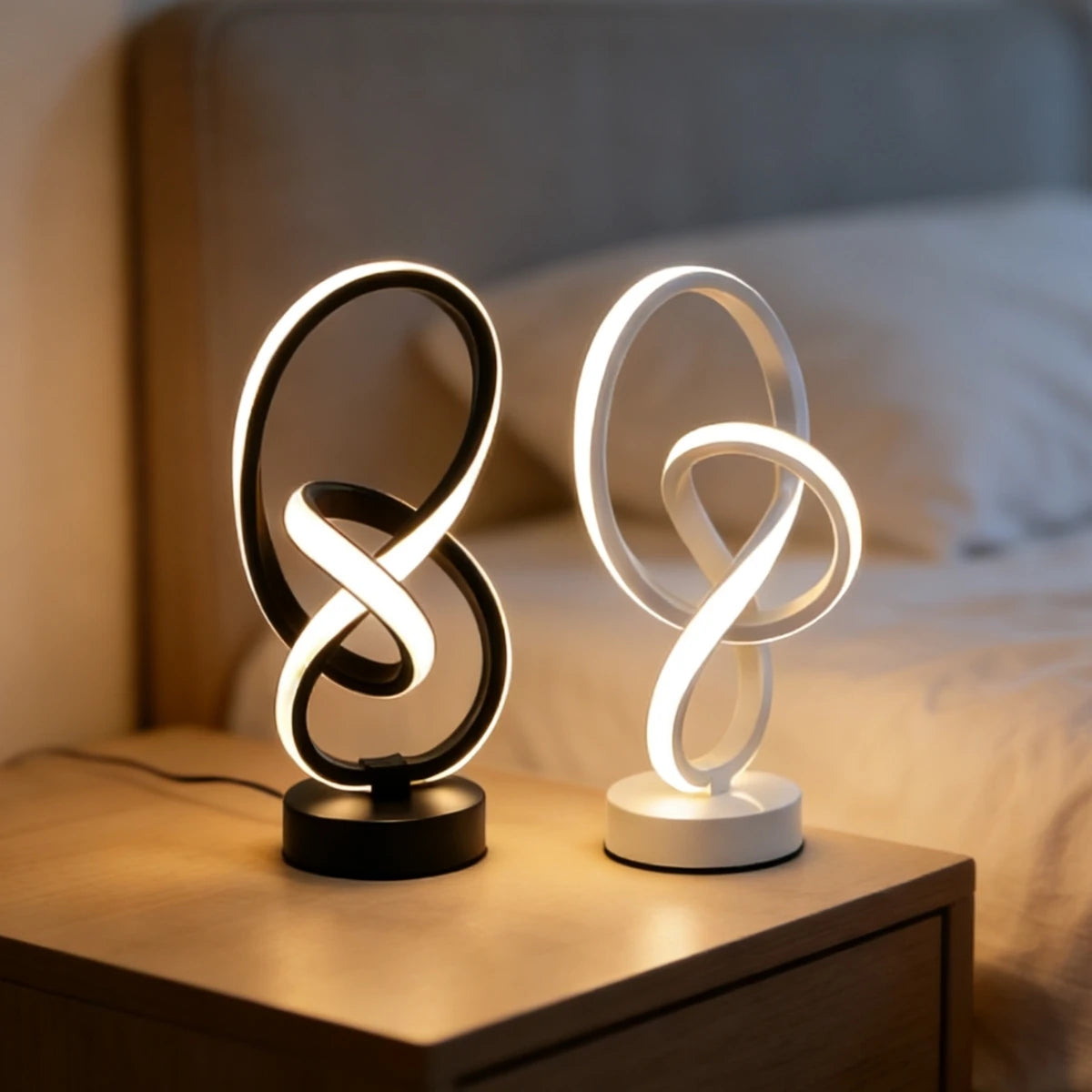 Creative Double Helix Minimalist Bedside Desk Light for Bedroom Living Room & Office
