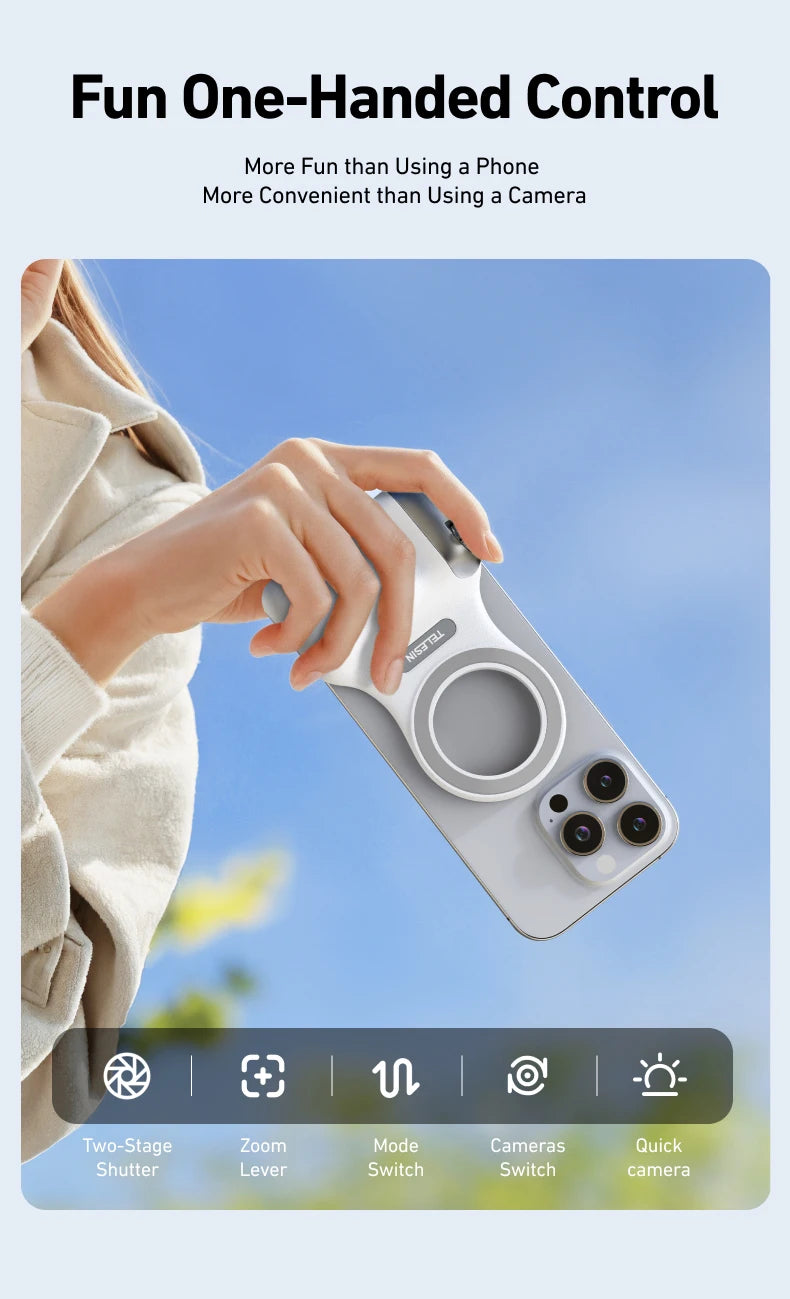 Magnetic Phone Camera Grip with Bluetooth Remote Control For Iphone Android Phone