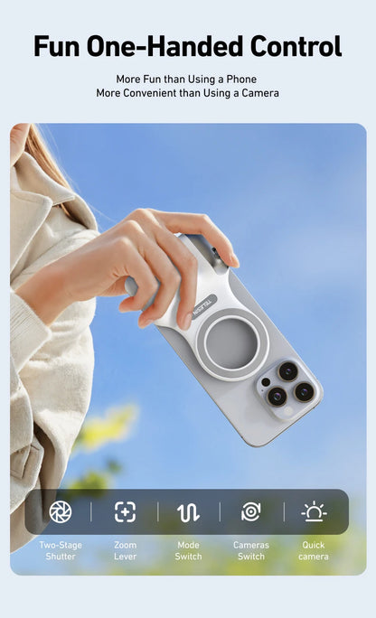 Magnetic Phone Camera Grip with Bluetooth Remote Control For Iphone Android Phone