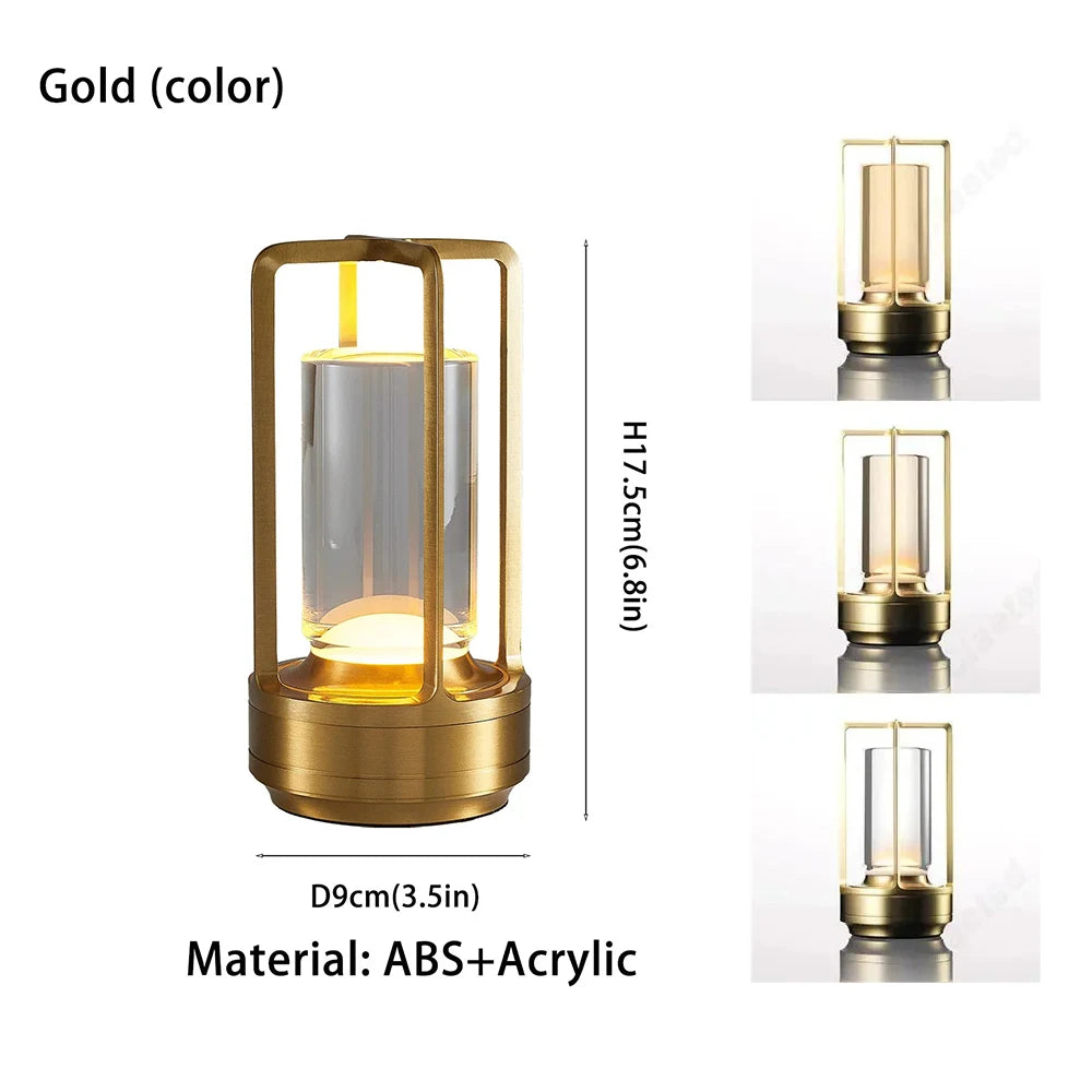 Portable Creative Cordless LED Crystal Desk Light for Outdoor Camping Restaurant Atmosphere