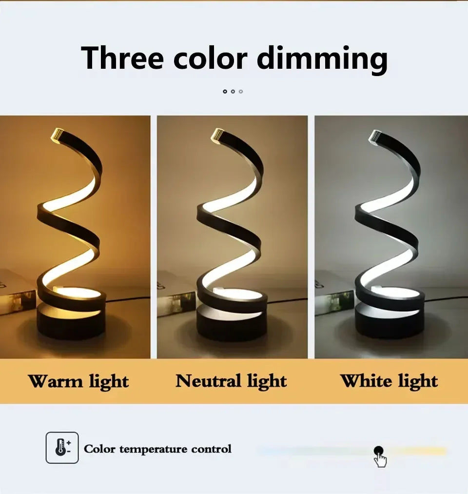 Creative Elegant Spiral Ring Heart LED Night Light Dimmable for Home Decor Office