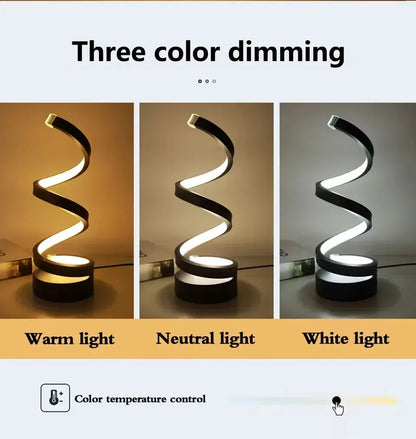 Creative Elegant Spiral Ring Heart LED Night Light Dimmable for Home Decor Office