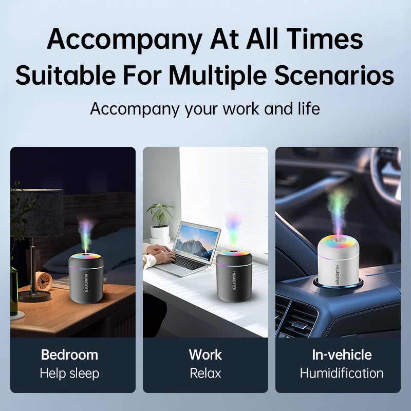 Portable Aromatherapy Mist Maker Essential Oil Diffuser with Ambient Light for Home Car & Office