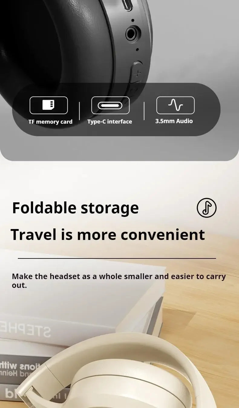 M5 Bluetooth 5.3 Wireless Over-Ear Headphones with Noise Reduction for Gaming & Sports