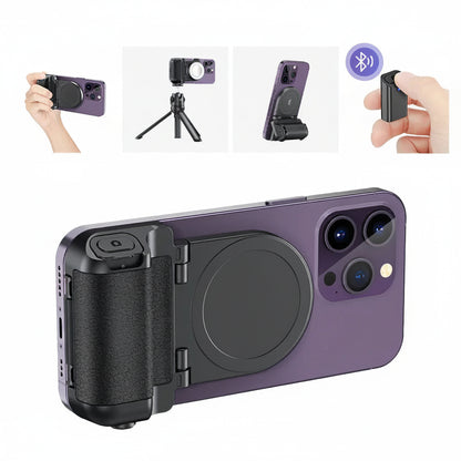 Magnetic Snap Grip Phone Camera Handle with Wireless Remote for iPhone 16/15 Samsung S