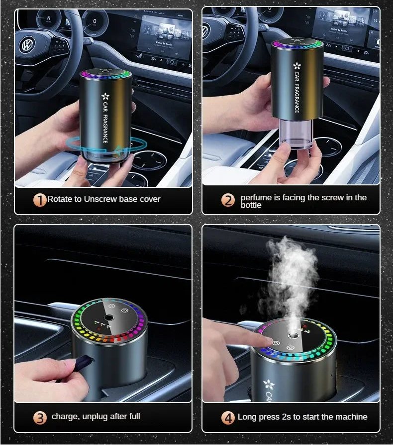Smart Car Air Freshener Aroma Diffuser with Starry LED Ambient Light