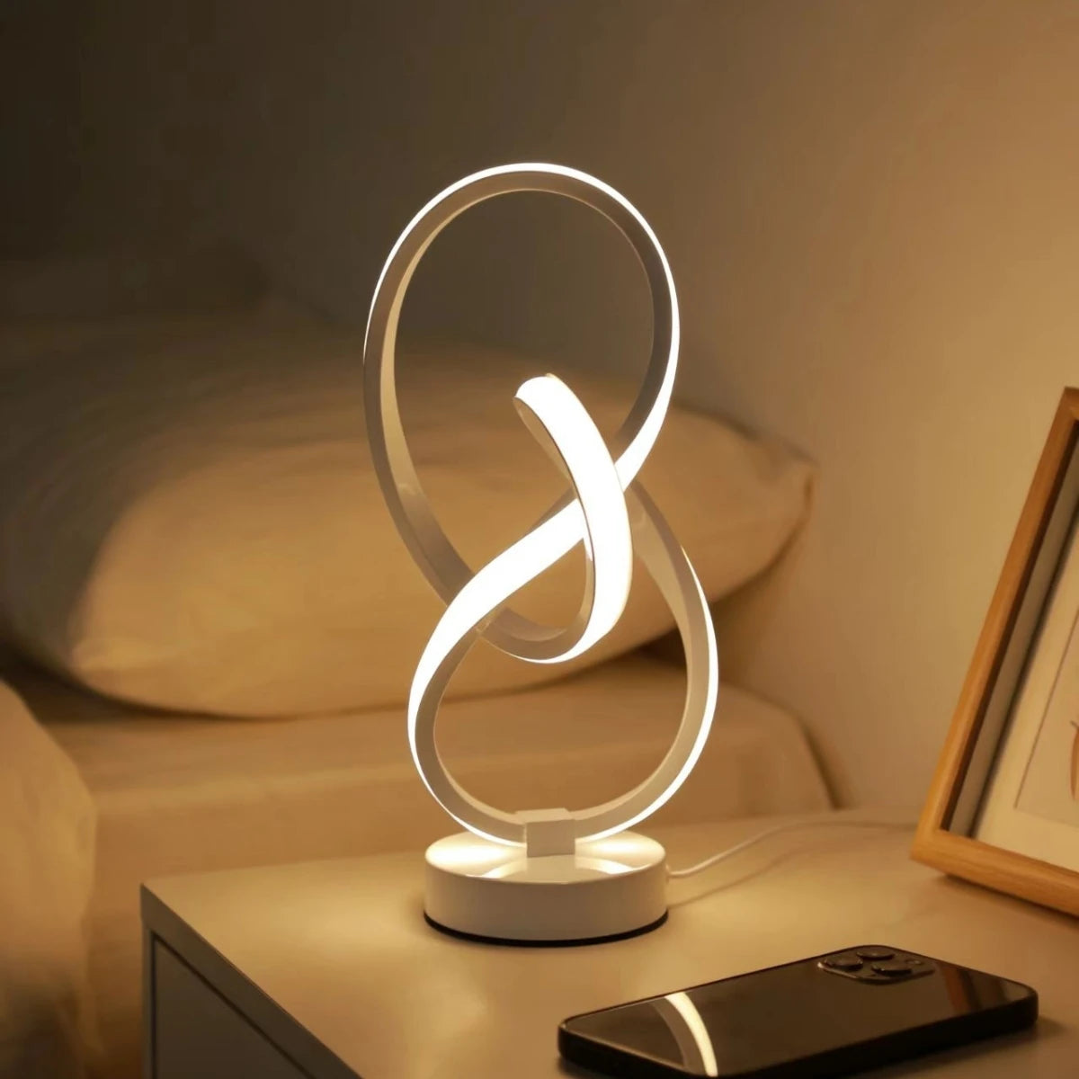 Creative Double Helix Minimalist Bedside Desk Light for Bedroom Living Room & Office