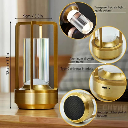 Portable Creative Cordless LED Crystal Desk Light for Outdoor Camping Restaurant Atmosphere