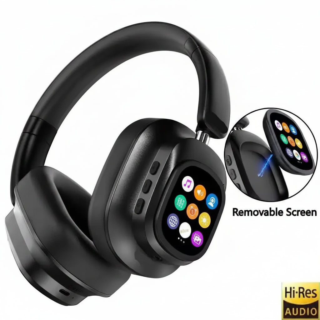 AI Touch Screen Over-Ear Wireless Bluetooth Headphones with Noise Reduction