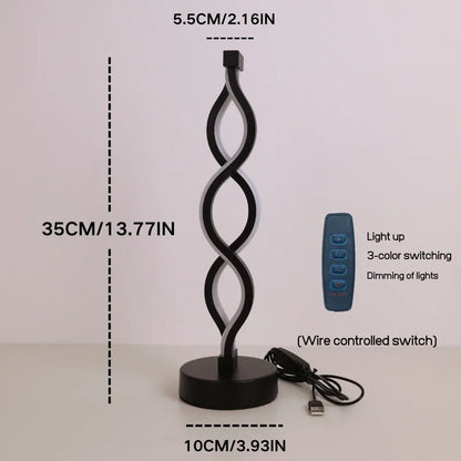 Eye-Caring Light Spiral Bedside Nightstand Lamp for Bedroom Home Decor and Reading
