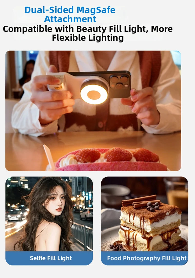 Magnetic Bluetooth Phone Camera Grip with Remote & Fill Light