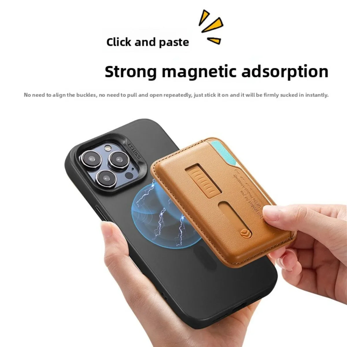MagSafe Magnetic Wallet Card Holder with Card Slot and Finger Strap