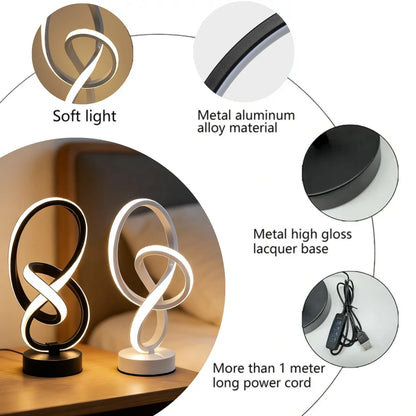 Creative Double Helix Minimalist Bedside Desk Light for Bedroom Living Room & Office
