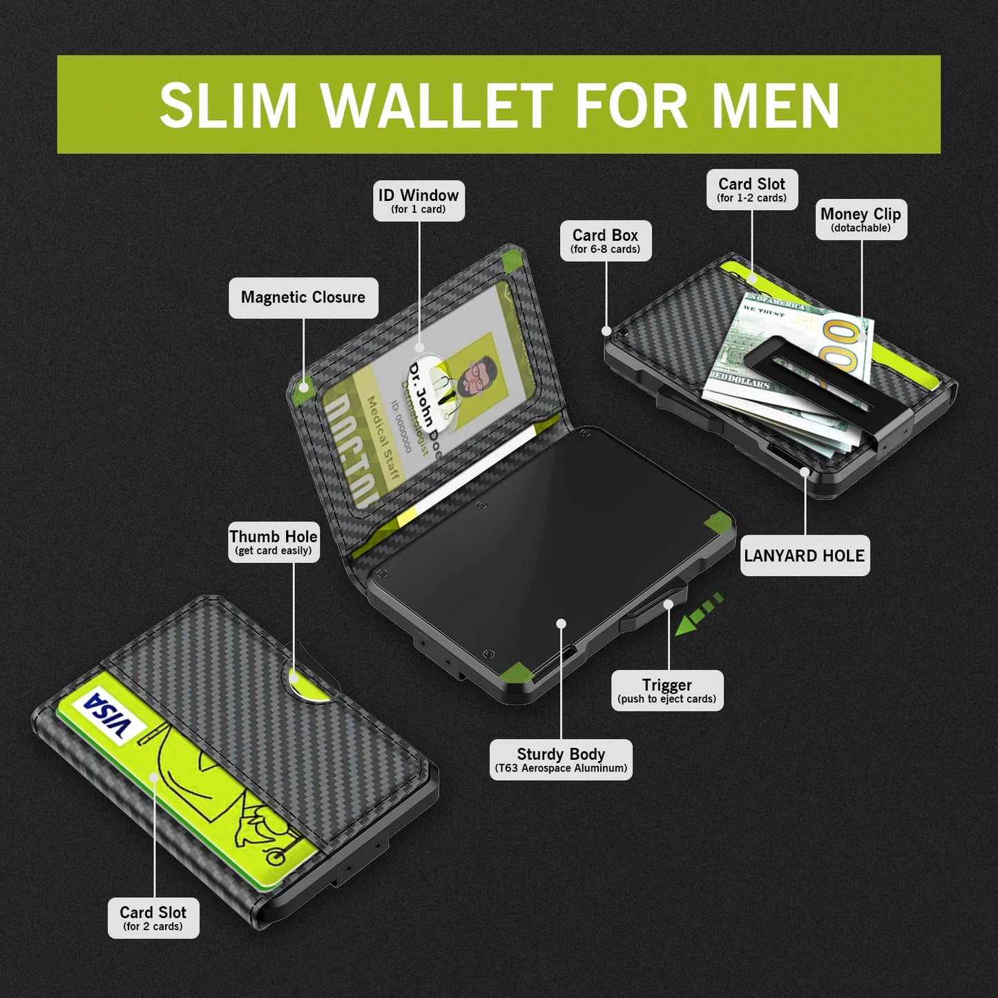 Business Compact Men’s Wallet for Men with Money Clip and RFID Protection