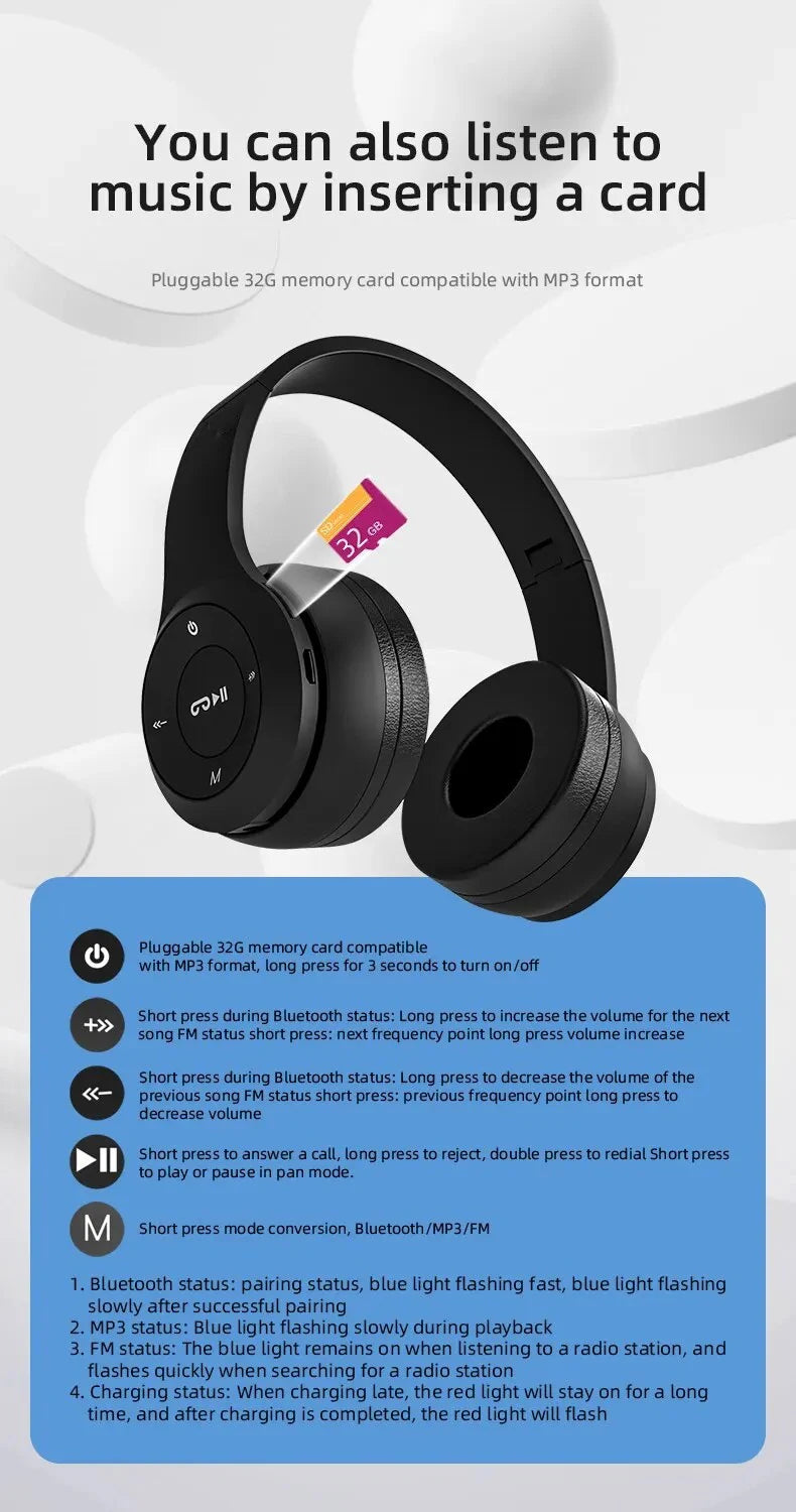 Wireless Bluetooth Noise Cancelling Headphones with Microphone