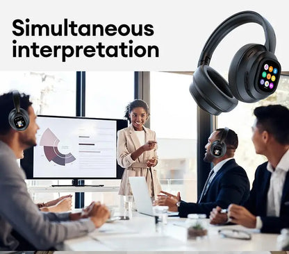 AI Touch Screen Over-Ear Wireless Bluetooth Headphones with Noise Reduction