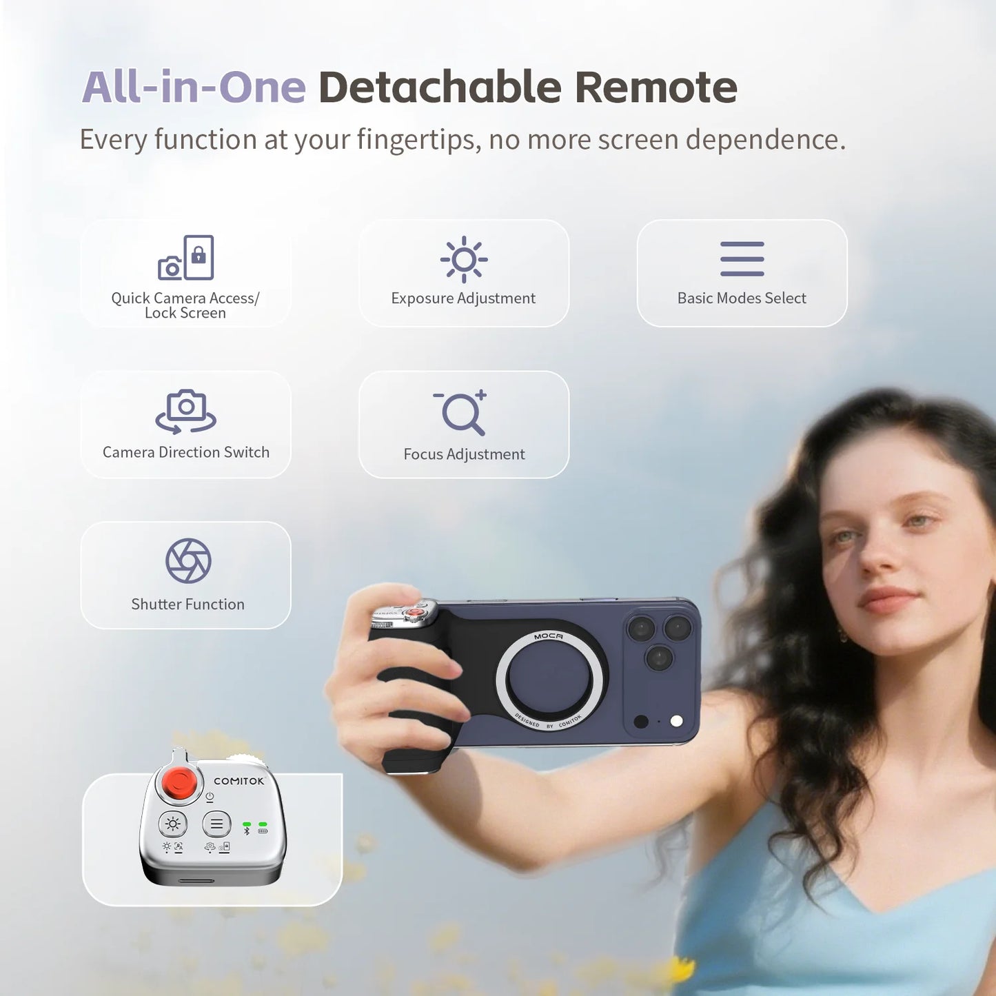 Magnetic Phone Grip Handle with Bluetooth Remote for iPhone series and Galaxy S26 Ultra