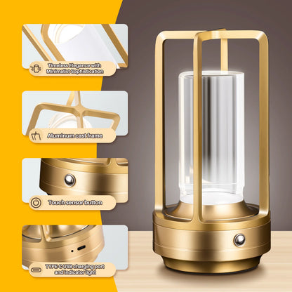 Portable Creative Cordless LED Crystal Desk Light for Outdoor Camping Restaurant Atmosphere